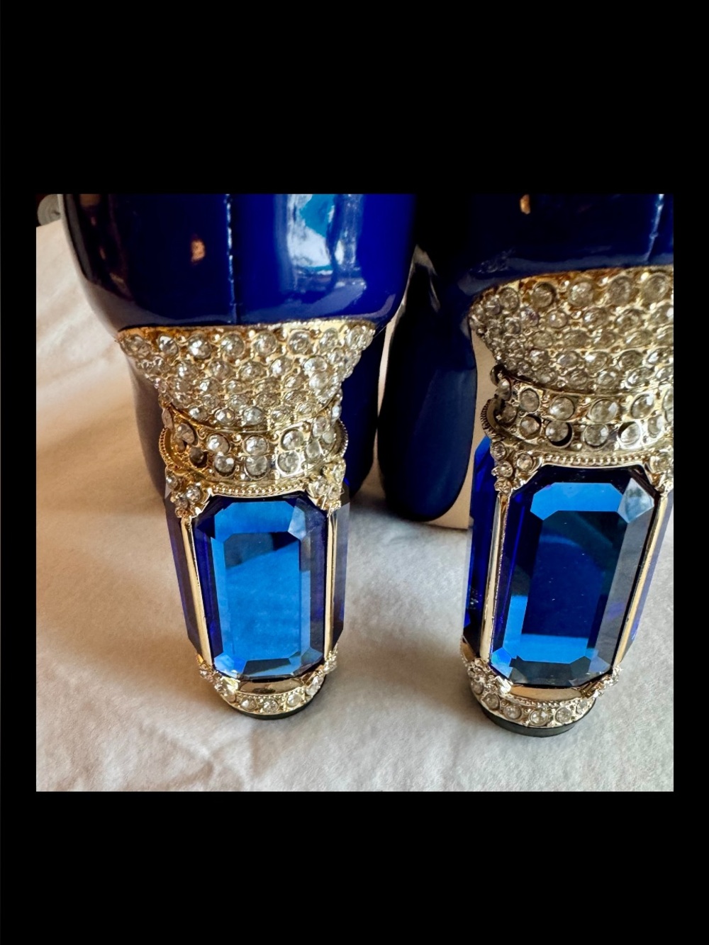 Janseven WICKED OZ Blue Patent Leather Pump Heel Emerald City Jeweled 6.5 Worn1X - Picture 4 of 7